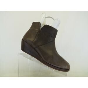 EMU Womens Brown Leather Zip Wedge Fashion Ankle Boot Booties Size 8 M
